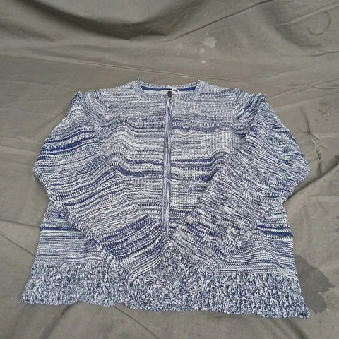 BELLA DI NOTTE KNIT ZIP THROUGH CARDIGAN IN FRENCH NAVY MARL SIZE 10