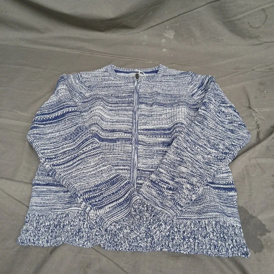 BELLA DI NOTTE KNIT ZIP THROUGH CARDIGAN IN FRENCH NAVY MARL SIZE 10