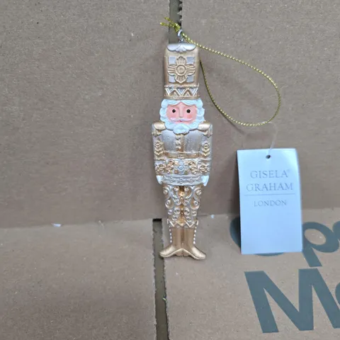 BOX OF APPROXIMATELY 12 GISELA GRAHAM GOLD NUTCRACKER HANGING TREE DECORATIONS