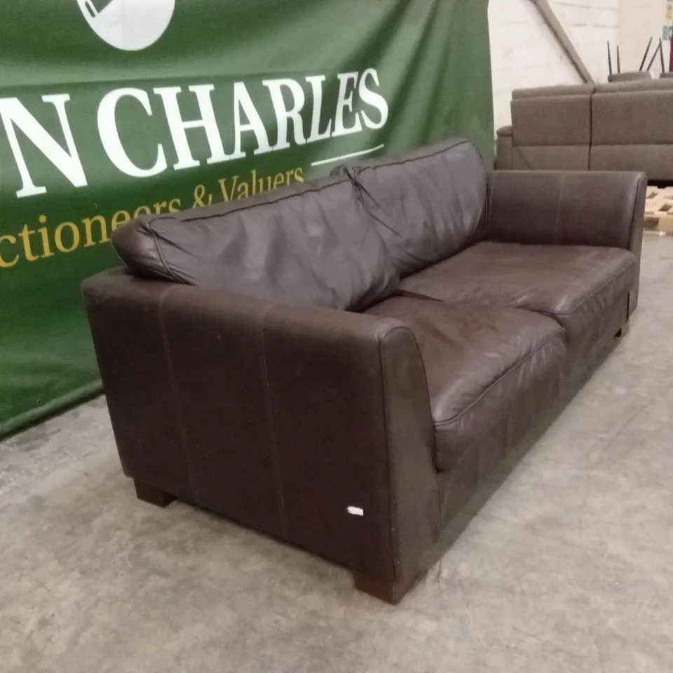 DESIGNER 3 SEATER LEATHER SOFA - CHOCOLATE