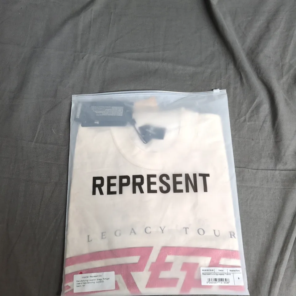 REPRESENT LIVING LEGACY T-SHIRT – S – COTTON WASHED ECRU