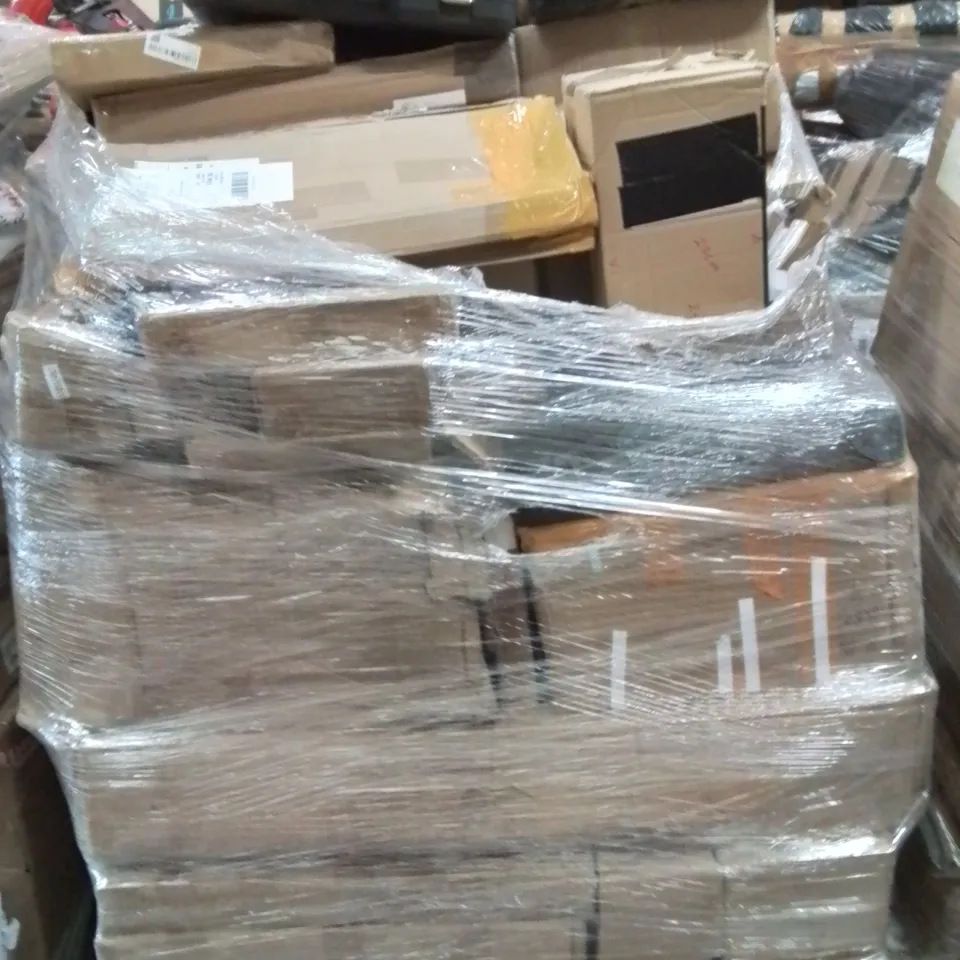 PALLET CONTAINING VARIOUS ASSORTED ITEMS TO INCLUDE,  HOT GLUE GUN, LARGE RACHET SET, CAR BUFFER SET AND LOTS MORE UNMARKED BOXED ITEMS 