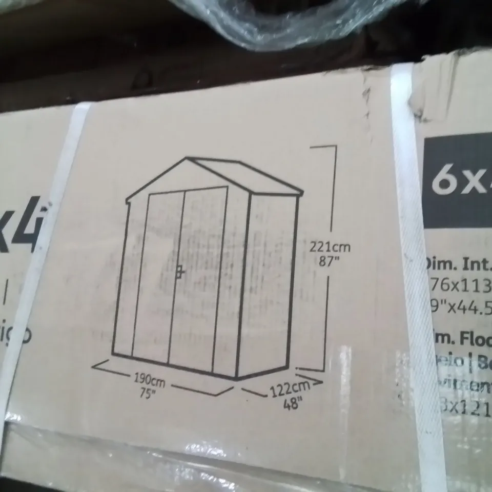 BOXED KETER DARWIN 6FT × 4FT DOUBLE DOOR APEX OUTDOOR GARDEN SHED