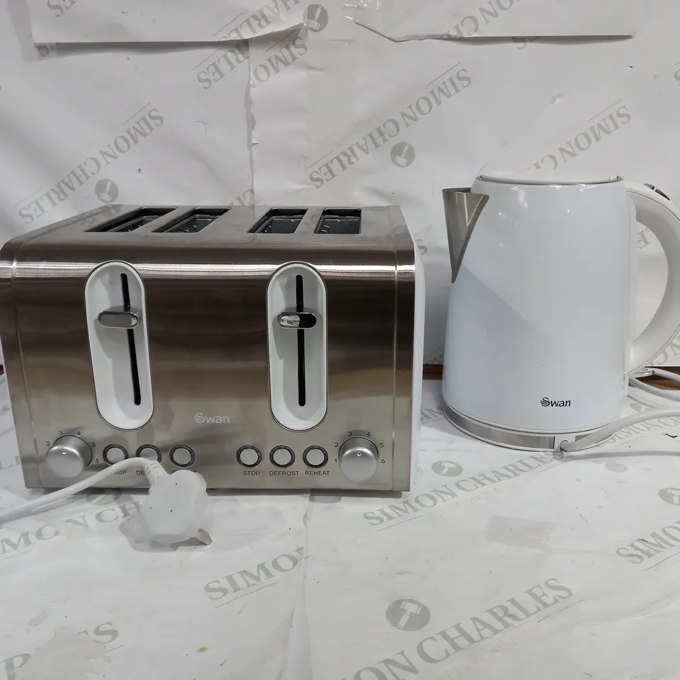 SWAN KETTLE & TOASTER 4-SLICE TWIN PACK - WHITE RRP £49.99