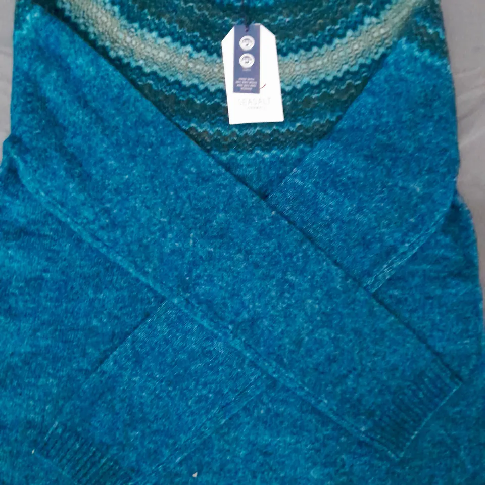 SEASALT CORNWALL SPRUCE FROST JUMPER IN BLUE MULTI SIZE UK 10