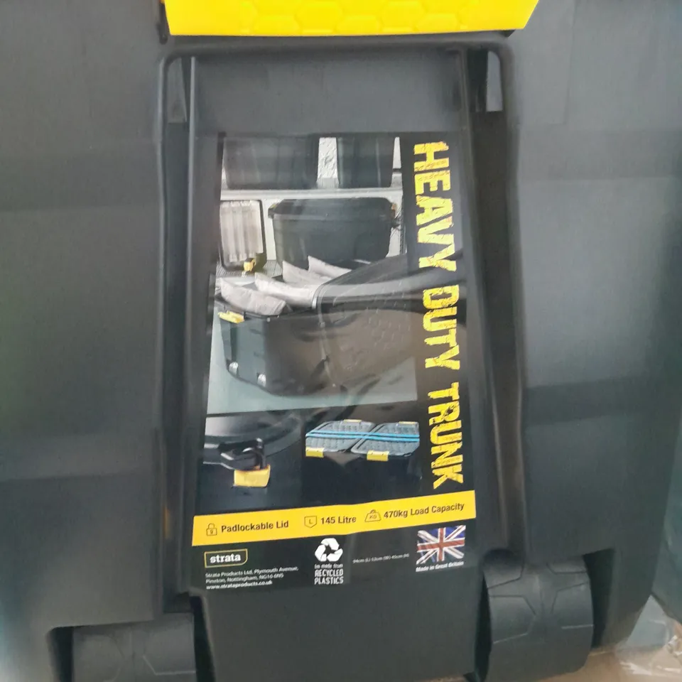 LARGE WHEELED HEAVY DUTY STORAGE TRUNK WITH LID