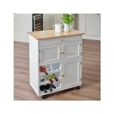 BOXED GREENHURST COMPACT AND STYLISH WHITE KITCHEN CART WITH AMPLE STORAGE SPACE (1 BOX)