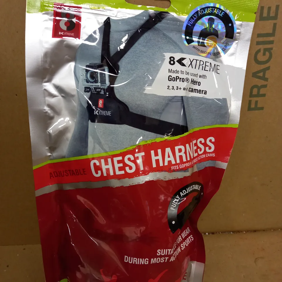 8K XTREME ADJUSTABLE CHEST HARNESS - FITS GOPRO AND MOST ACTION CAMS