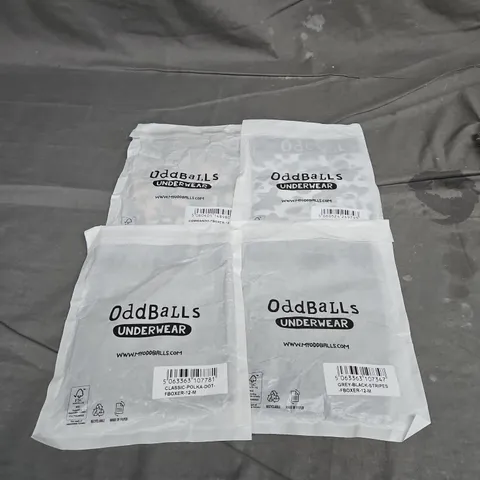 ODDBALLS X4 ASSORTED WOMENS BOXERS SIZE 12