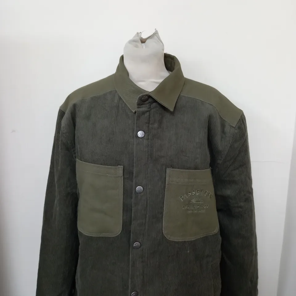 PASSENGER KODIAK SHERPA LINED CORD SHIRT IN OLIVE GREEN SIZE M