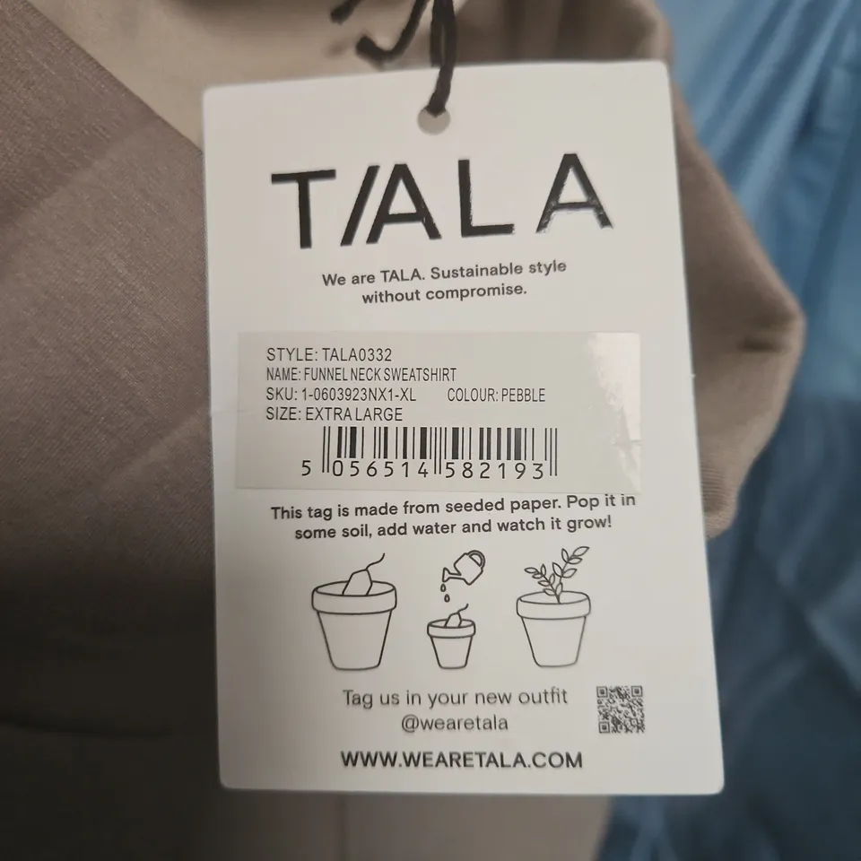TALA FUNNEL NECK SWEATSHIRT IN PEBBLE - XL