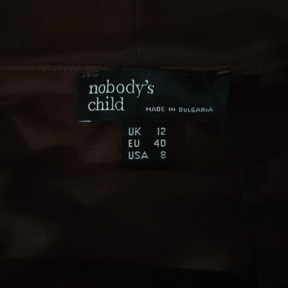 NOBODY'S CHILD BROWN DRESS – UK 12 (EU 40, USA 8) MADE IN BULGARIA