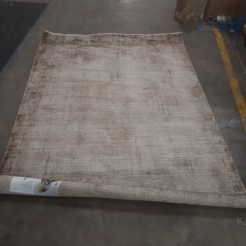 QUALITY INDOOR ABSTRACT MODERN MARBLE BROWN CREAM AREA RUG - 160 x 230cm