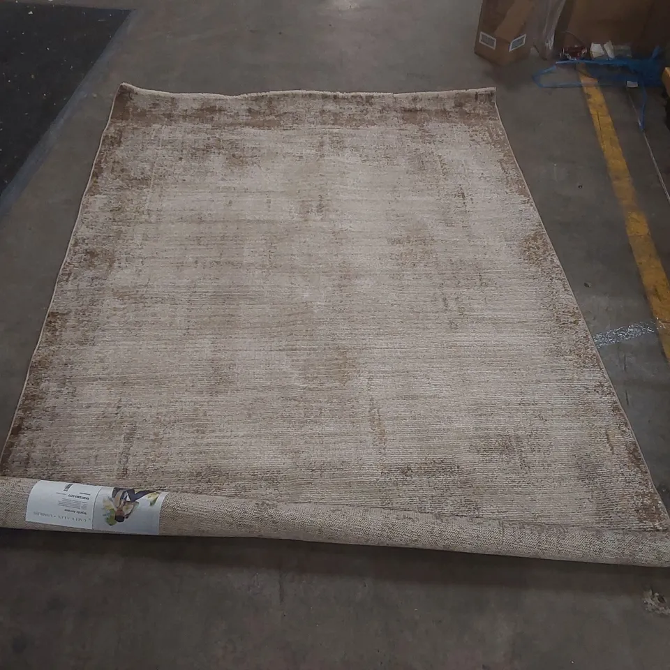 QUALITY INDOOR ABSTRACT MODERN MARBLE BROWN CREAM AREA RUG - 160 x 230cm