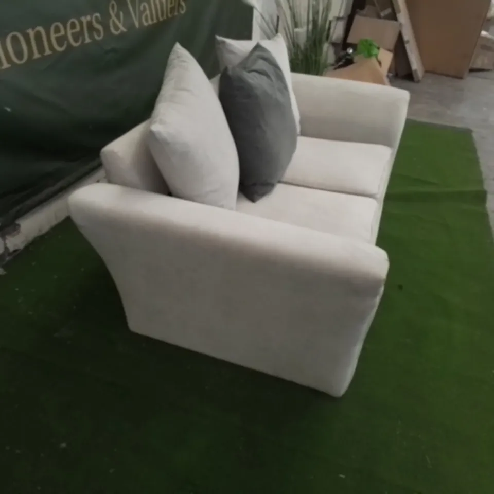 DESIGNER DURY BEIGE FABRIC TWO SEATER SOFA