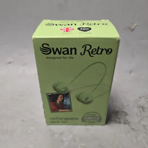 BOXED SWAN RETRO RECHARGEABLE NECK FAN