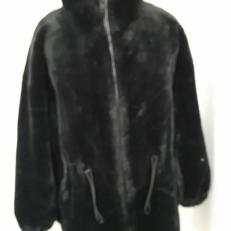 ZARA BLACK FAUX FUR JACKET - EUR S