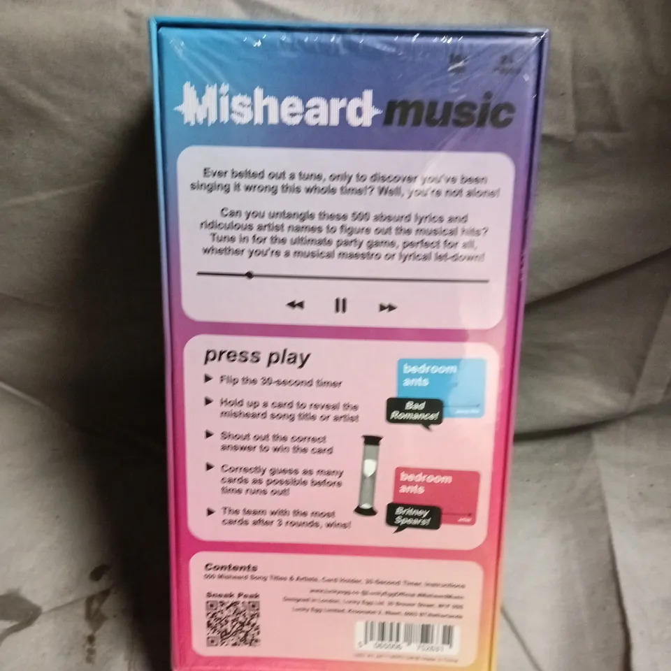 SEALED MISHEARD MUSIC PARTY GAME