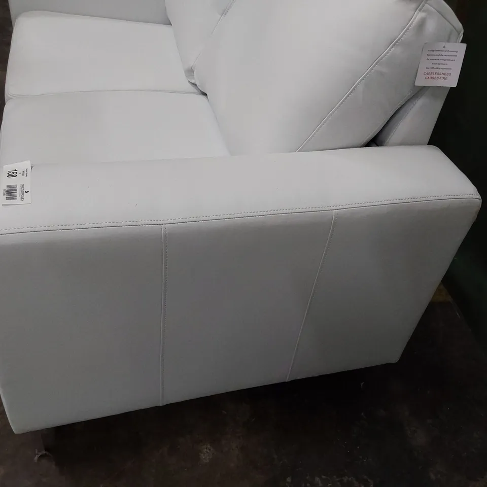 DESIGNER TWO SEATER SOFA WHITE LEATHER 
