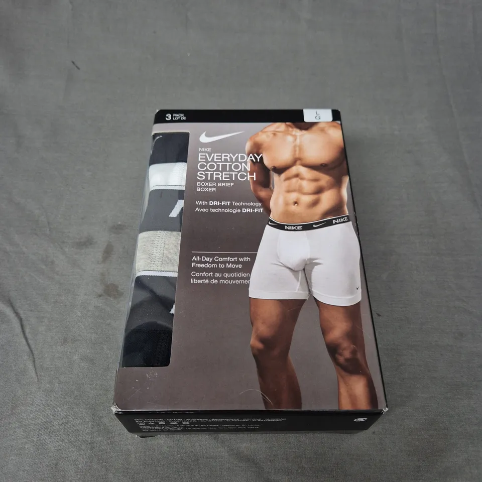 BOXED NIKE 3PACK COTTON BOXERS SIZE L