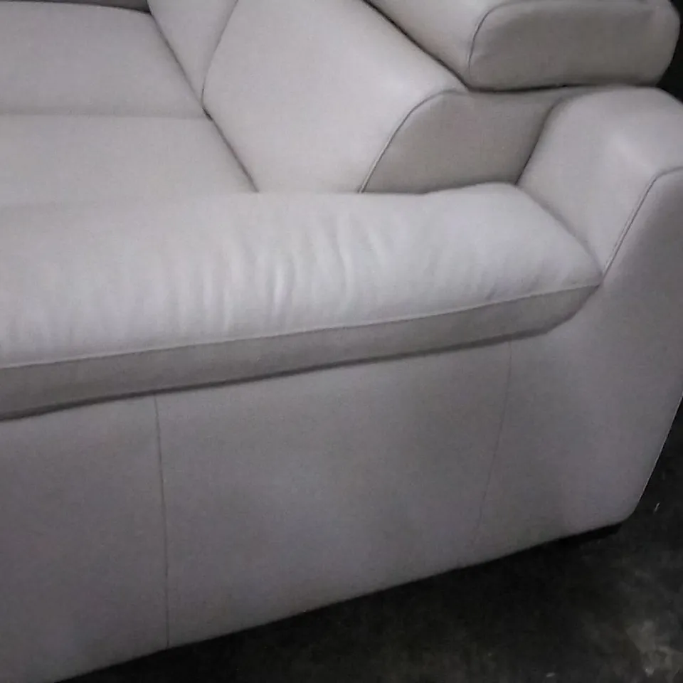 QUALITY ITALIAN DESIGNER RICCARDO TWO SEATER SOFA WITH ADJUSTABLE HEADRESTS CAPPUCCINO LEATHER