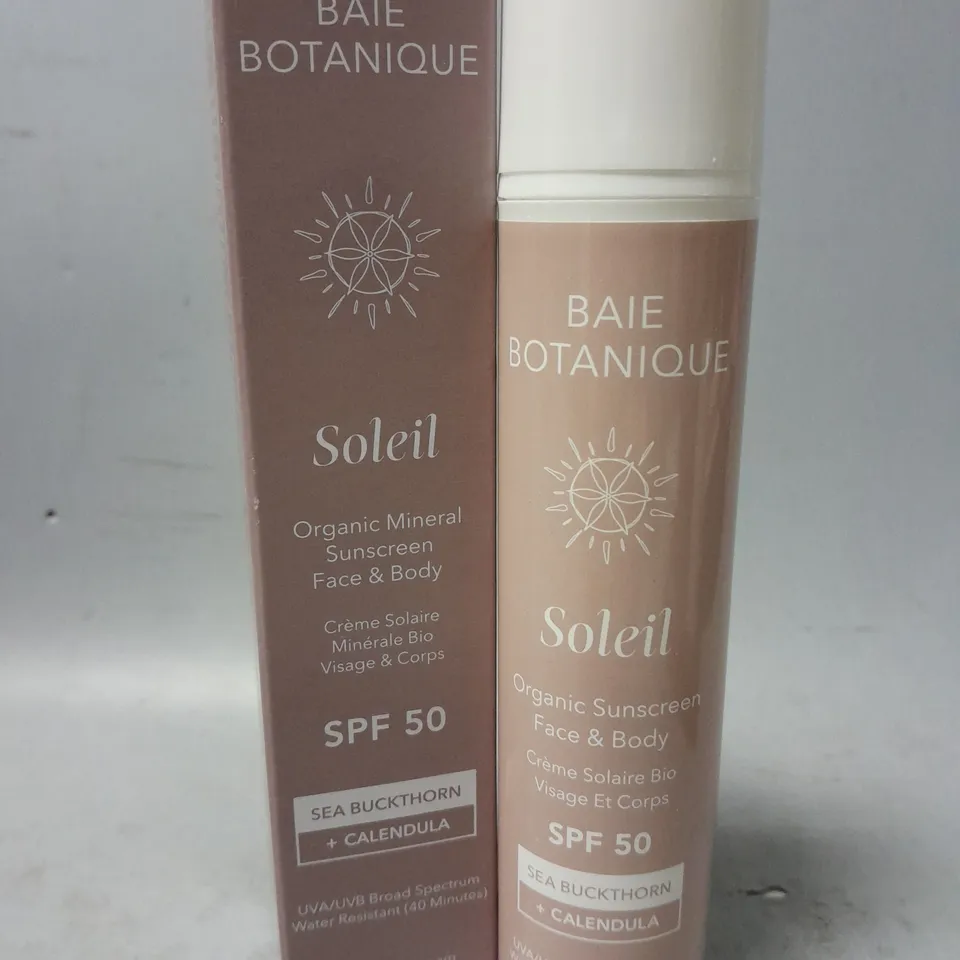 BOXED BAIE BOTANIQUE ORGANIC FACE & BODY SUNSCREEN SPF50 110G