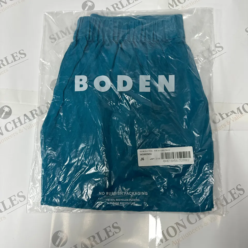 BODEN PULL ON LINEN SHORTS IN BLUE SIZE 8