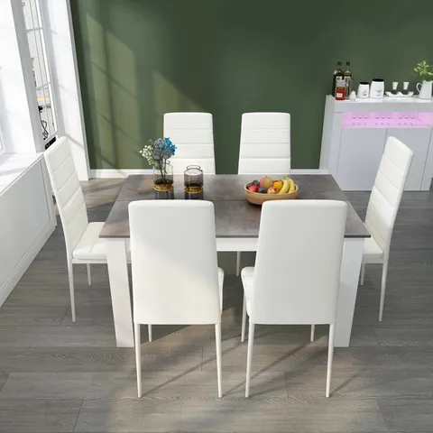 BOXED ELFREDIA SET OF APPROXIMATELY 6 WOOD DINING CHAIRS