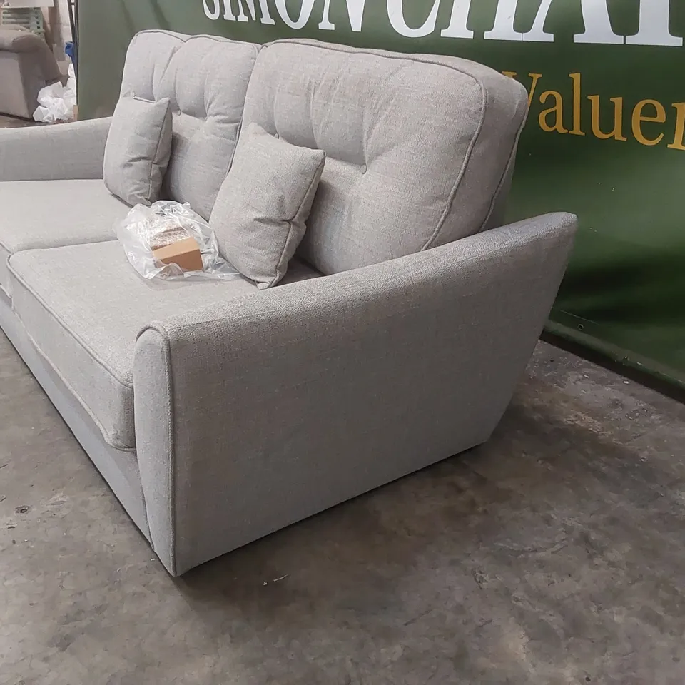 QUALITY DESIGNER HALSTOW 3 SEATER FABRIC UPHOLSTERED SOFA - GREY