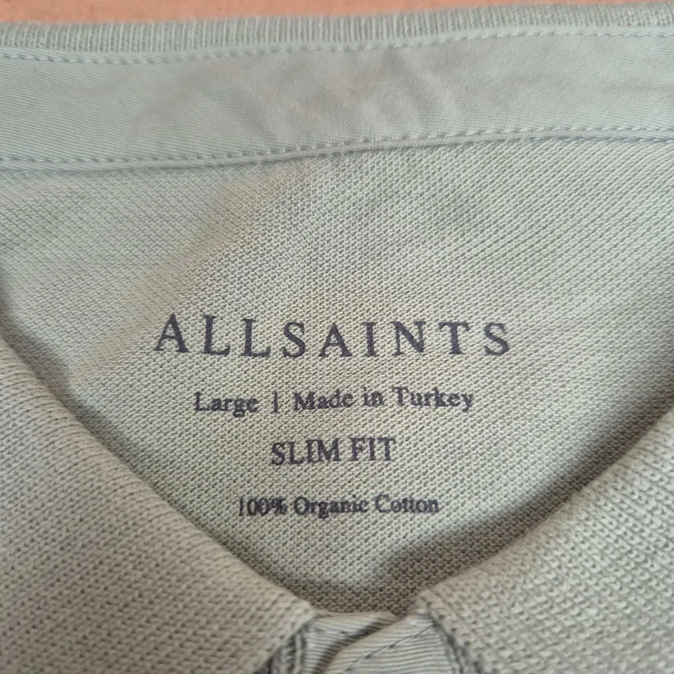 ALLSAINTS POLO SHIRT – LARGE, SLIM FIT, 100% ORGANIC COTTON, MADE IN TURKEY
