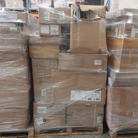 PALLET CONTAINING A LARGE ASSORTMENT OF CONSUMER PRODUCTS INCLUDING: BATHROOM MIRROR CABINET, ARTIFICIAL TREES, CHILDREN'S PLAYPEN ECT