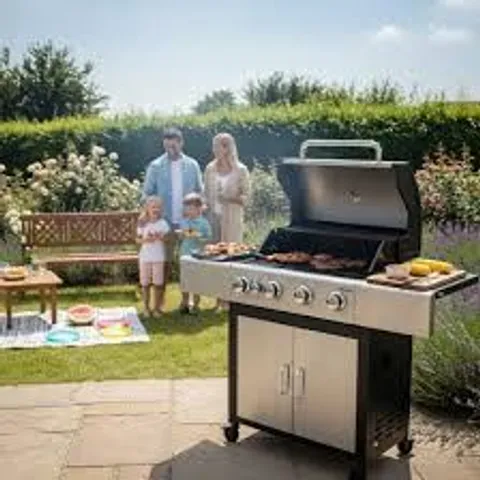 BOXED OUTBACK MERCURY 4-BURNER HYBRID GAS & CHARCOAL BBQ