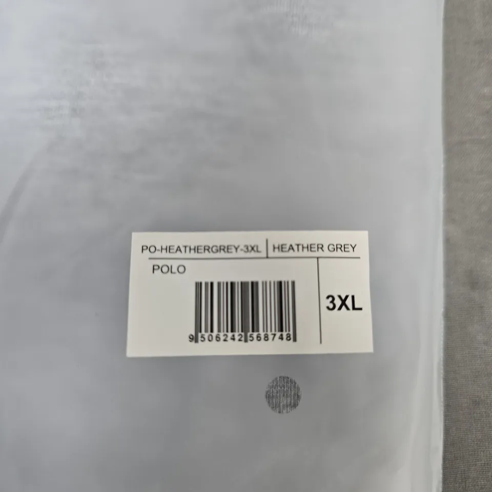 BUILT DIFFERENT POLO HEATHER GREY POLO SHIRT – UK 3XL
