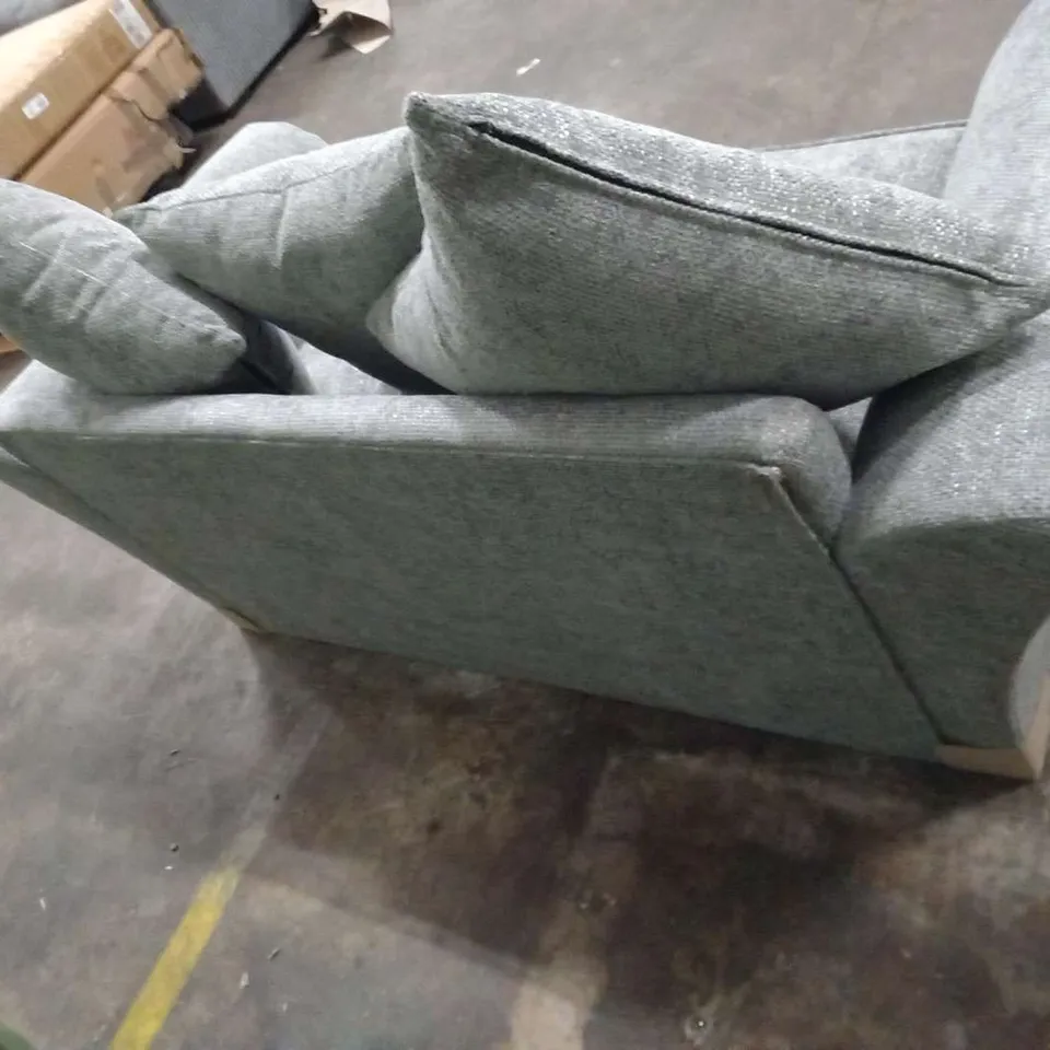 DESIGNER DURY GREY CHUNKY WEAVE FABRIC TWO SEATER SOFA