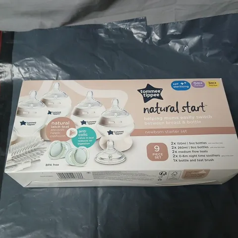 TOMMEE TIPPEE NATURAL START NEWBORN STARTER SET – 9-PIECE BABY BOTTLE SET (BOXED)