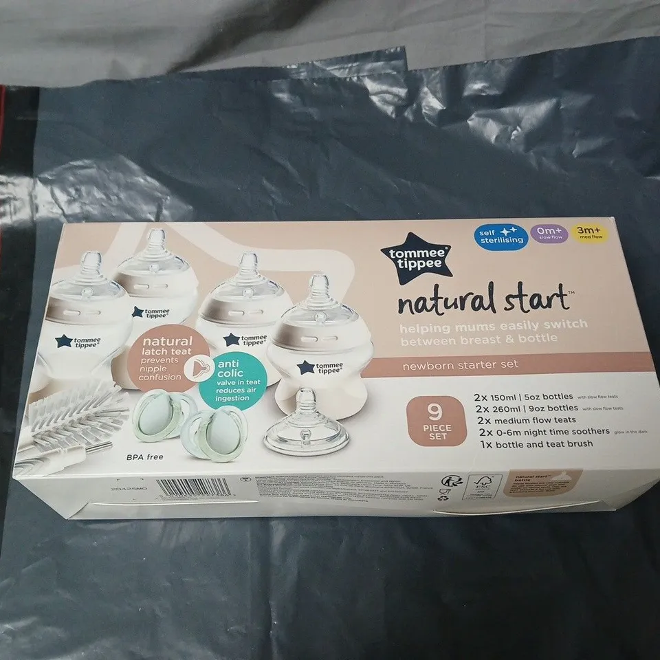 TOMMEE TIPPEE NATURAL START NEWBORN STARTER SET – 9-PIECE BABY BOTTLE SET (BOXED)