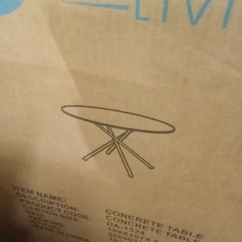 BOXED INDOOR LIVING ROUND DINING TABLE - CONCRETE EFFECT (2 BOXES)