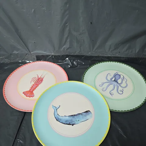 SET OF 3 MELAMINE DINNER PLATES