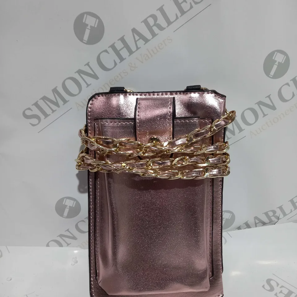 FRANK USHER CROSS BODY PHONE POUCH - METALLIC PINK