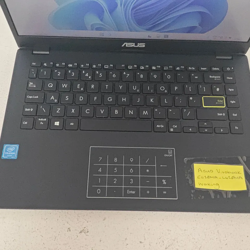 UNBOXED ASUS VIVOBOOK INTEL CELERON LAPTOP IN BLACK WITH BLUE LID - E410MA-L410MA