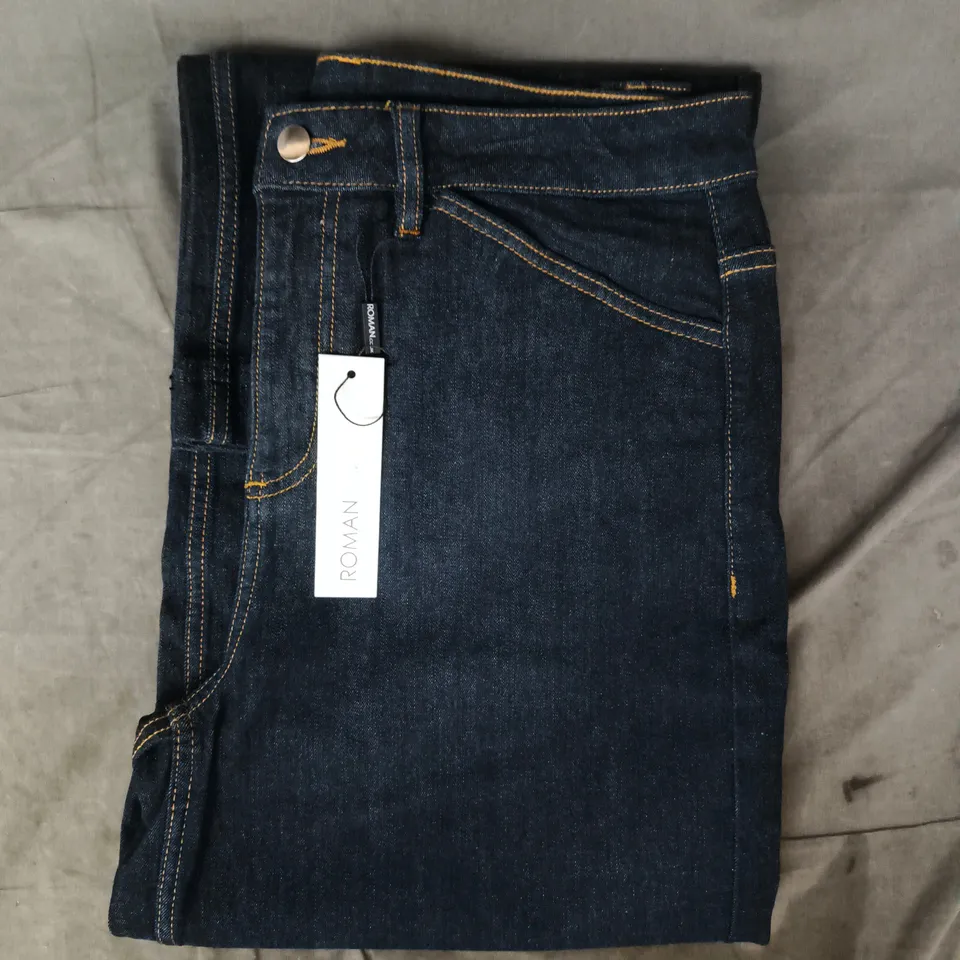 ROMAN WIDE LEG DENIM TROUSERS IN BLUE SIZE 14