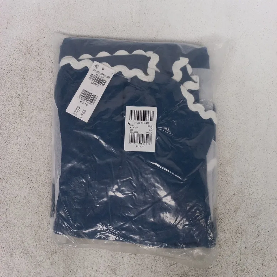 BAGGED ABERCROMBIE & FITCH MILA RIC-RAC LINEN-BLEND MIDI DRESS IN BLUE/WHITE SIZE LARGE P