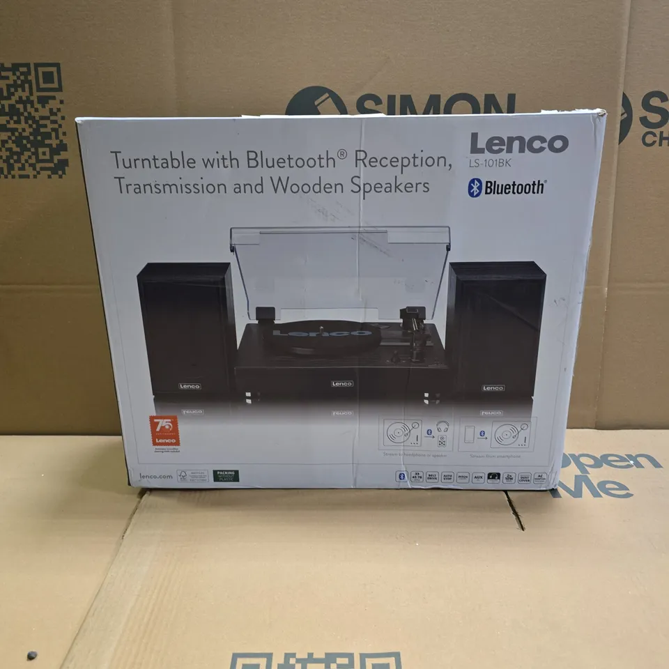 BOXED LENCO BLUETOOTH TURNTABLE WITH SPEAKERS LS-101BK