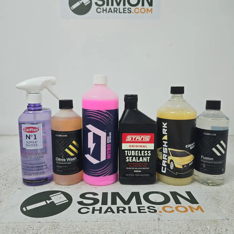 APPROXIMATELY 15 ASSORTED ITEMS INCLUDING CAR PLAN 10 MINUTE TREATMENT, EZCARCARE CITRUS WASH AND DUEL QUICK DETAILER