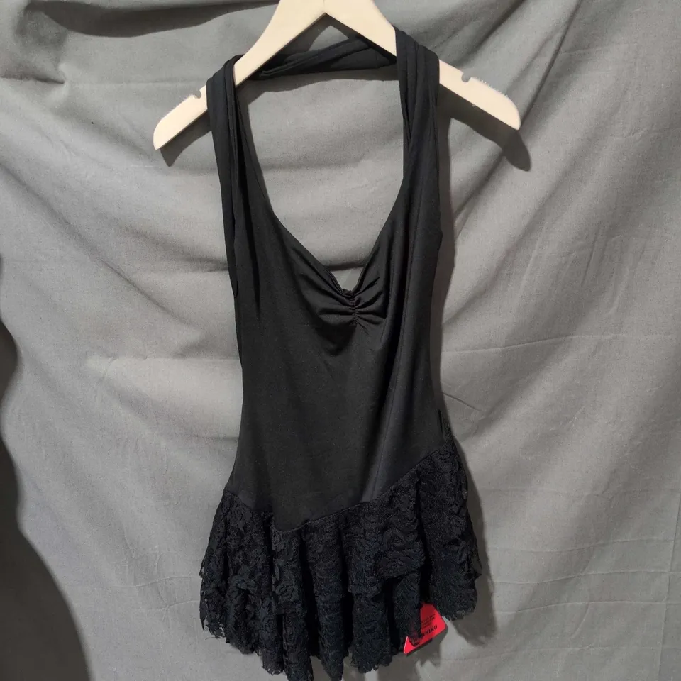 EGO WOMEN'S BLACK SLEEVELESS DRESS WITH LACE HEM, SIZE M