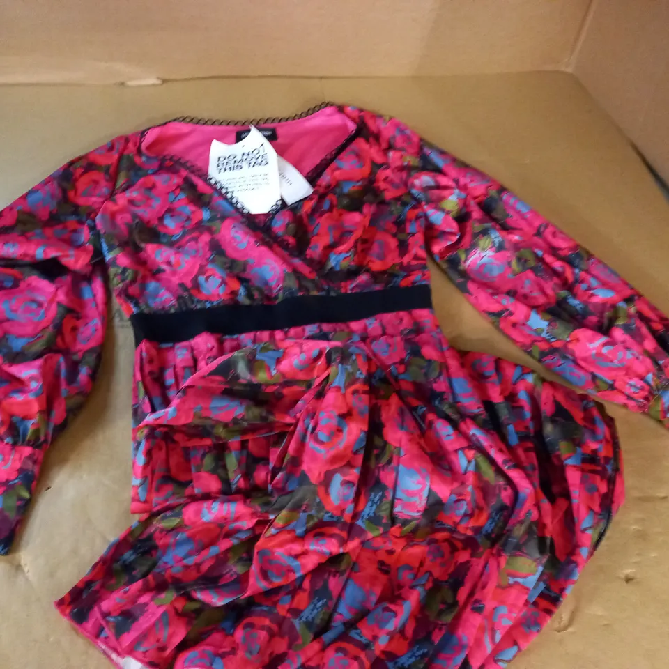 little mistress floral print pleated dress - 12