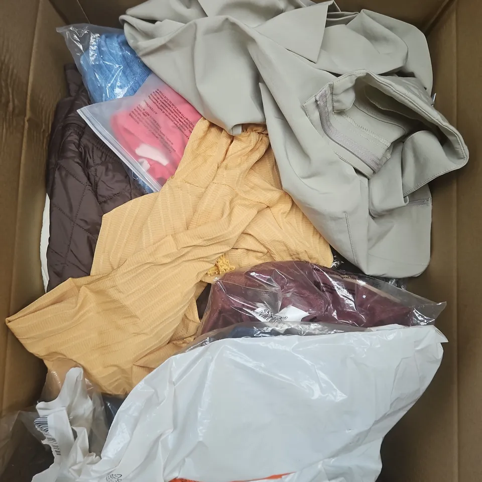 APPROXIMATELY 20 ASSORTED CLOTHING PRODUCTS IN VARIOUS STYLES & SIZES TO INCLUDE PANTS, T-SHIRTS, DRESSES ETC