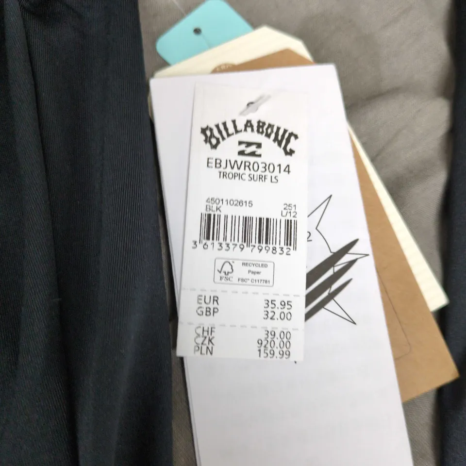 BILLABONG WETSUITS RASHGUARD TOP – BLACK, LARGE BILLABONIC
