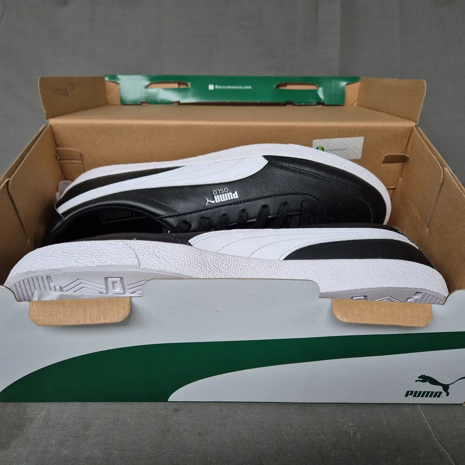 BRAND NEW BOXED PAIR OF PUMA OSLO VULC SHOES IN BLACK/WHITE UK SIZE 13