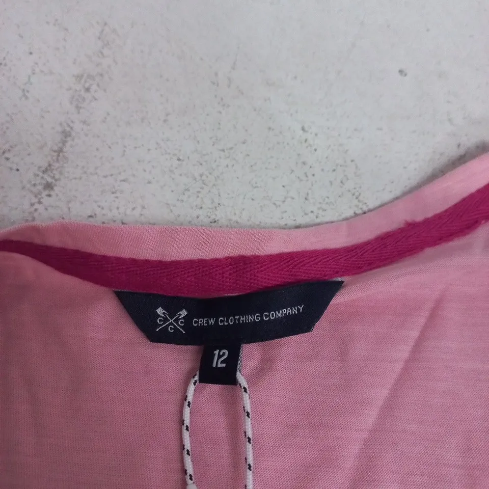 CREW CLOTHING PINK V-NECK T-SHIRT – UK 12 (WOMEN)